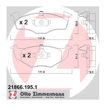 ZIMMERMANN 21866.195.1 Brzdové destičky Přední pro