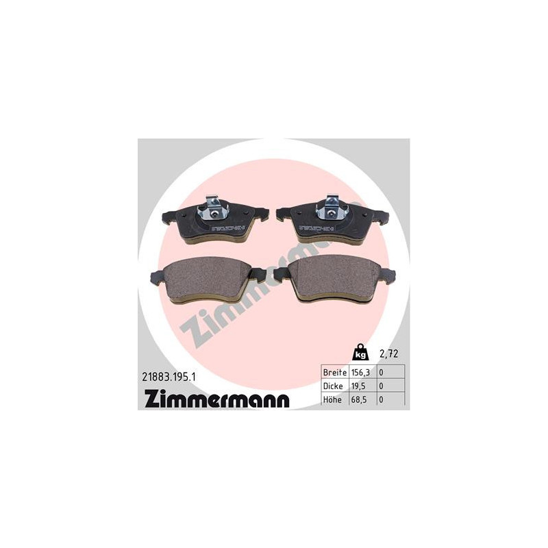 ZIMMERMANN 21883.195.1 Brzdové destičky