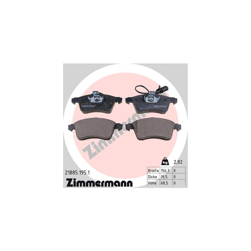 ZIMMERMANN 21885.195.1 Brake Pads Set Front for