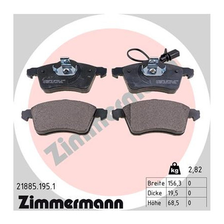 ZIMMERMANN 21885.195.1 Brzdové destičky Přední pro