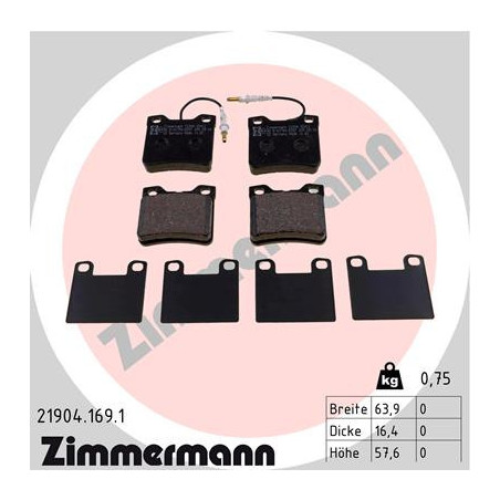ZIMMERMANN 21904.169.1 Brake Pads Set Rear for