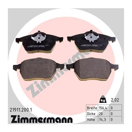 ZIMMERMANN 21911.200.1 Pastillas de freno Delantero para