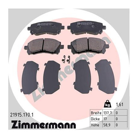 ZIMMERMANN 21915.170.1 Bremsbeläge Vorne für