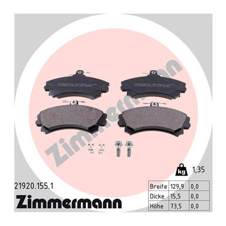 ZIMMERMANN 21920.155.1 Pastillas de freno Delantero para