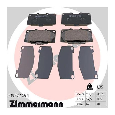 ZIMMERMANN 21922.145.1 Pastillas de freno Delantero para