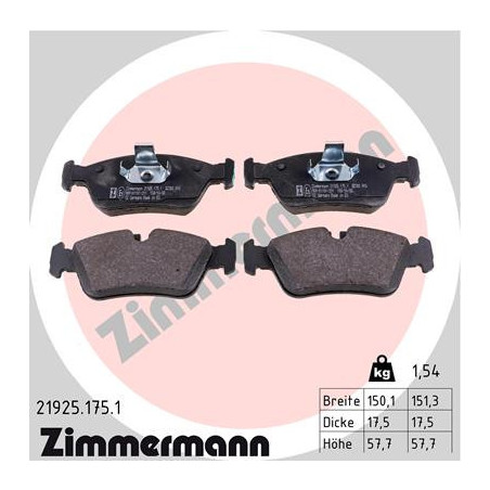 ZIMMERMANN 21925.175.1 Brzdové platničky Predné pre