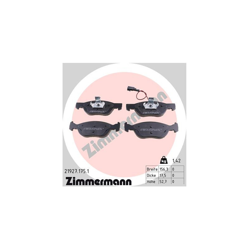 ZIMMERMANN 21927.175.1 Brake Pads Set Front for