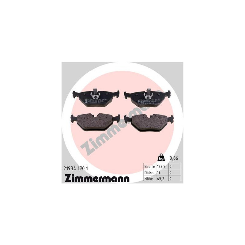 ZIMMERMANN 21934.170.1 Klocki hamulcowe