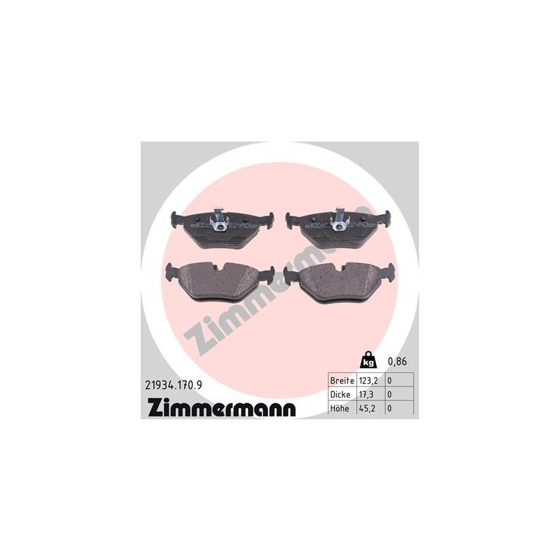 ZIMMERMANN 21934.170.9 Bremsbeläge Hinten für