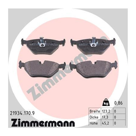 ZIMMERMANN 21934.170.9 Brake Pads Set Rear for