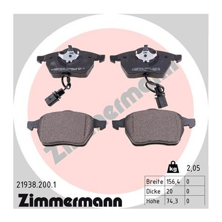 ZIMMERMANN 21938.200.1 Plaquettes de frein Avant pour