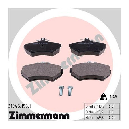 ZIMMERMANN 21945.195.1 Plaquettes de frein Avant pour