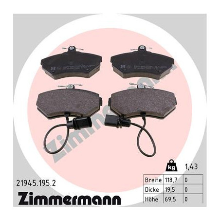 ZIMMERMANN 21945.195.2 Bremsbeläge