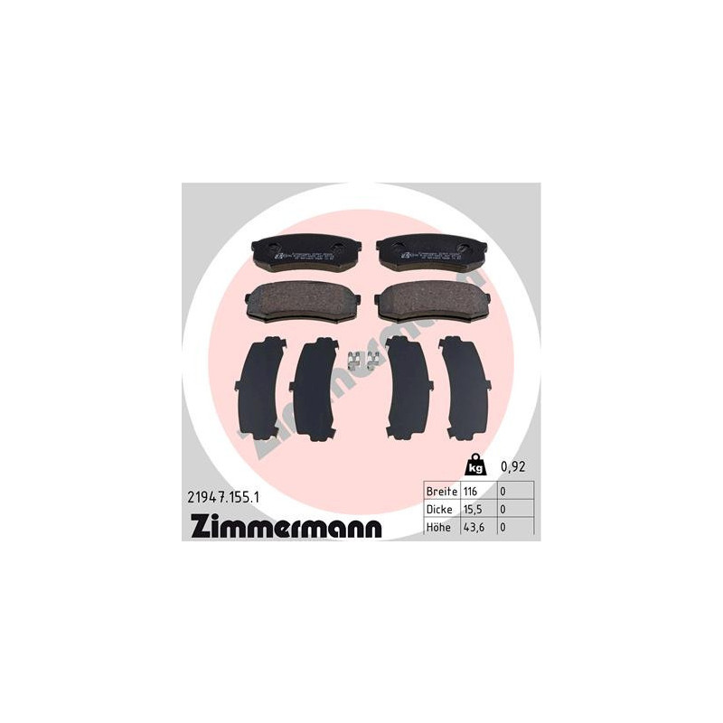 ZIMMERMANN 21947.155.1 Plaquettes de frein Arrière pour