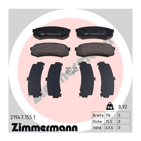 ZIMMERMANN 21947.155.1 Pastillas de freno Trasero para