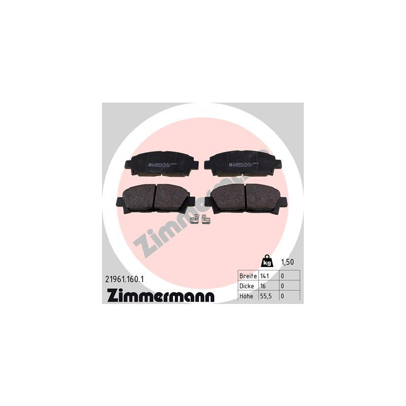 ZIMMERMANN 21961.160.1 Pastiglie freno