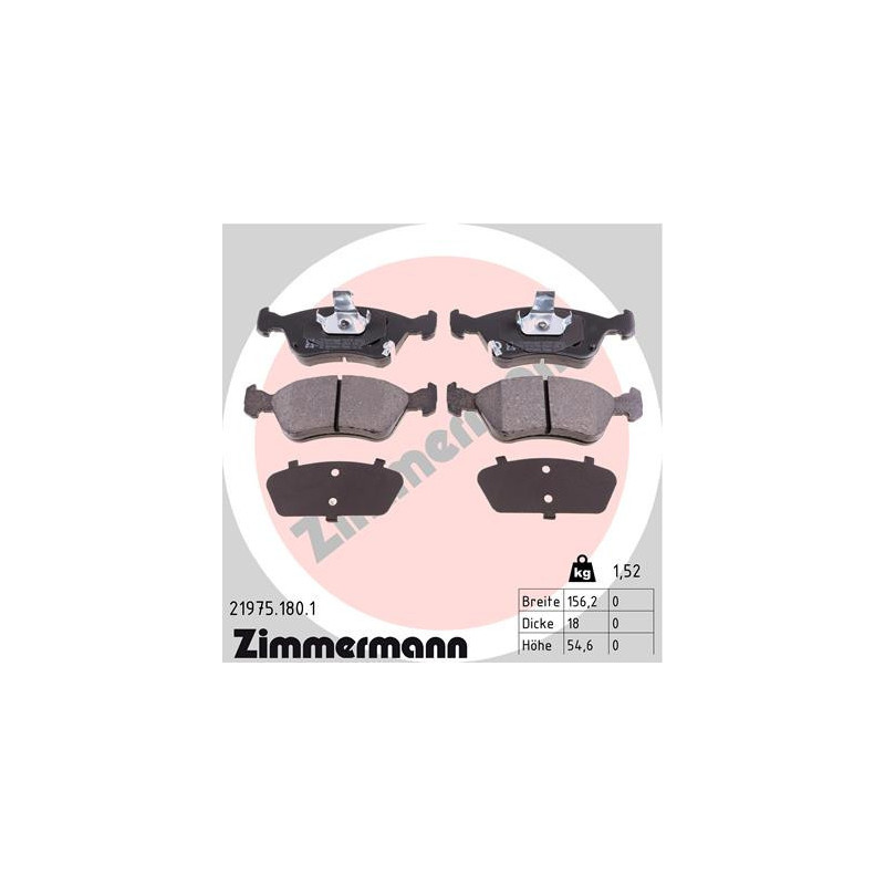 ZIMMERMANN 21975.180.1 Brzdové destičky Přední pro