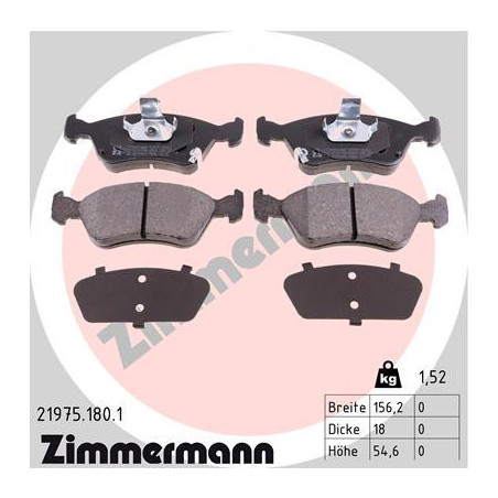 ZIMMERMANN 21975.180.1 Brake Pads Set Front for