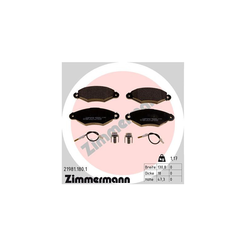 ZIMMERMANN 21981.180.1 Pastillas de freno Delantero para