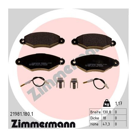 ZIMMERMANN 21981.180.1 Klocki hamulcowe Przód dla