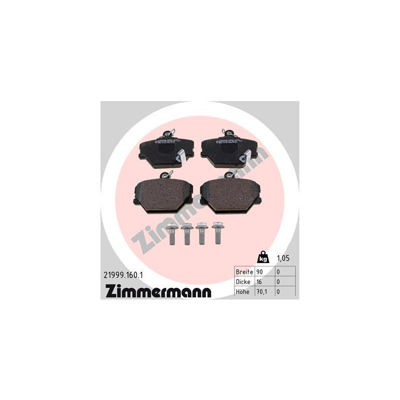 ZIMMERMANN 21999.160.1 Brzdové destičky Přední pro