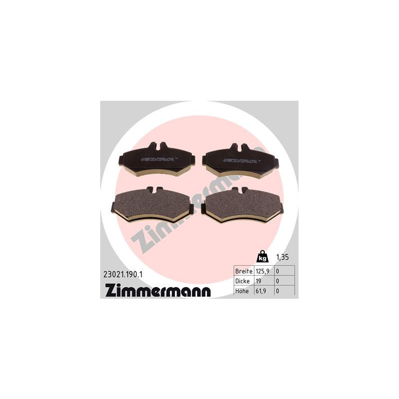 ZIMMERMANN 23021.190.1 Pastillas de freno Trasero para