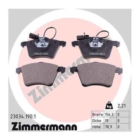 ZIMMERMANN 23034.190.1 Brzdové platničky Predné pre