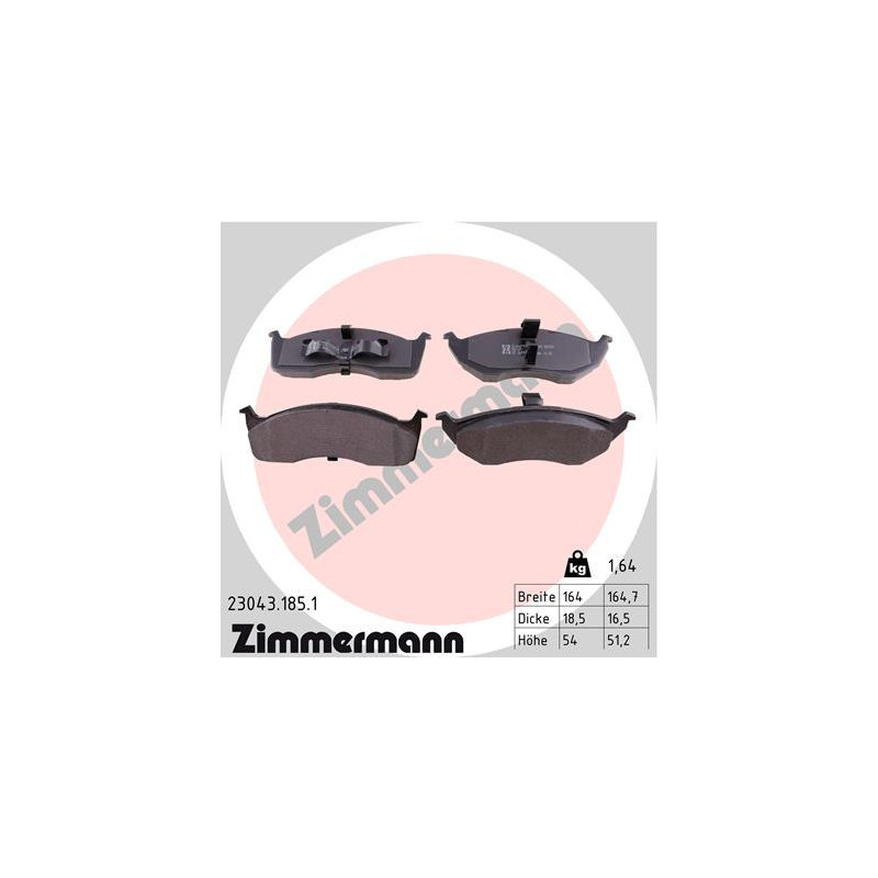 ZIMMERMANN 23043.185.1 Klocki hamulcowe Przód dla