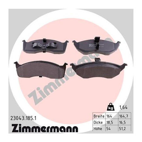 ZIMMERMANN 23043.185.1 Klocki hamulcowe Przód dla