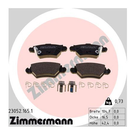 ZIMMERMANN 23052.165.1 Brake Pads Set Rear for