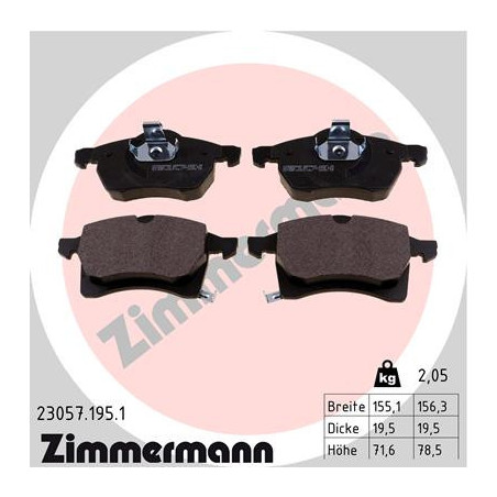 ZIMMERMANN 23057.195.1 Plaquettes de frein Avant pour