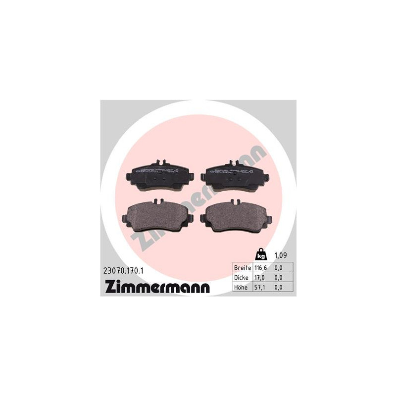 ZIMMERMANN 23070.170.1 Brzdové platničky Predné pre