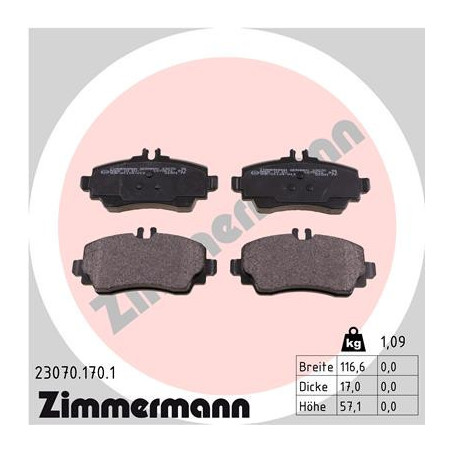 ZIMMERMANN 23070.170.1 Bremsbeläge Vorne für