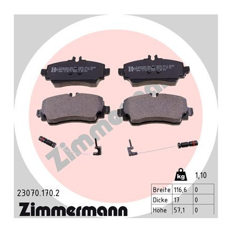ZIMMERMANN 23070.170.2 Pastiglie freno Anteriore per