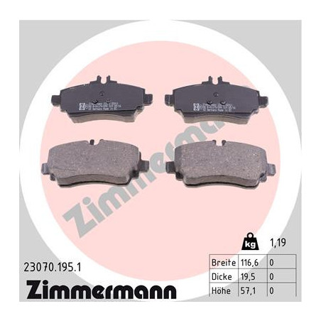 ZIMMERMANN 23070.195.1 Plaquettes de frein Avant pour