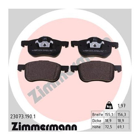 ZIMMERMANN 23073.190.1 Plaquettes de frein Avant pour