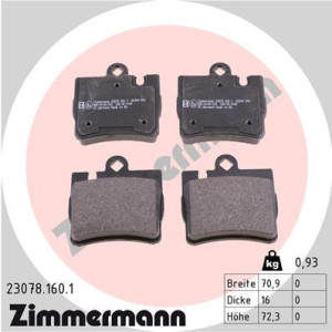 ZIMMERMANN 23078.160.1 Brake Pads Set Rear for