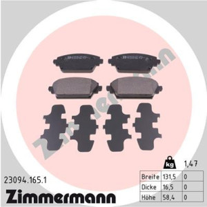 ZIMMERMANN 23094.165.1 Brzdové platničky Predné pre