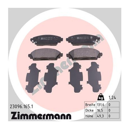ZIMMERMANN 23096.165.1 Brzdové platničky Predné pre