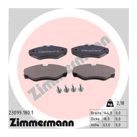 ZIMMERMANN 23099.180.1 Pastillas de freno Delantero para