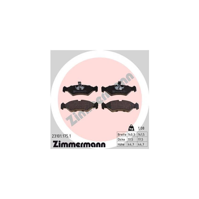 ZIMMERMANN 23101.175.1 Klocki hamulcowe Przód dla