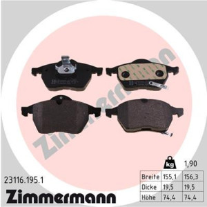 ZIMMERMANN 23116.195.1 Pastillas de freno Delantero para