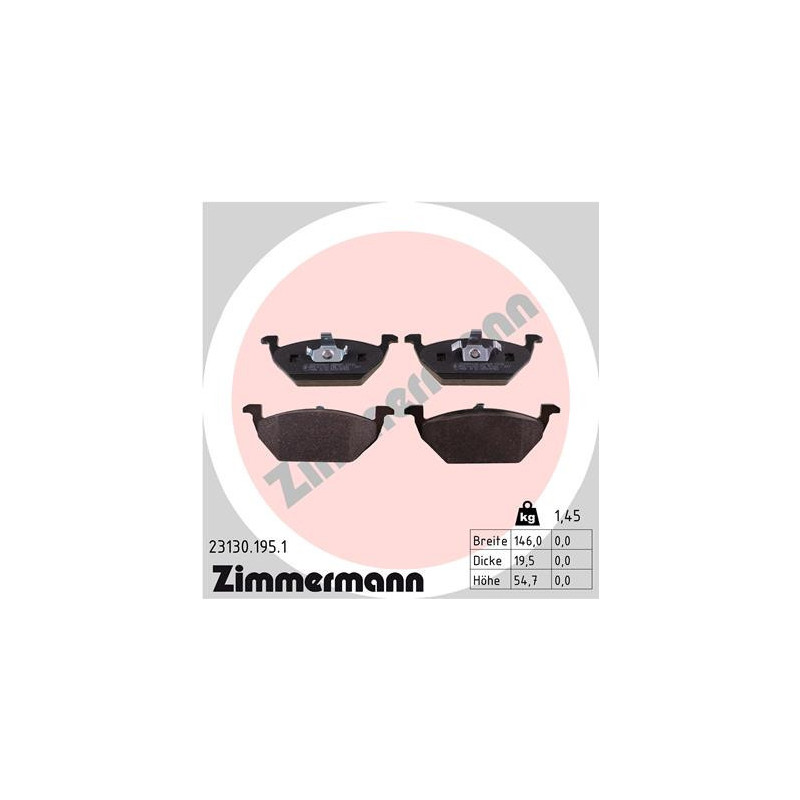 ZIMMERMANN 23130.195.1 Pastillas de freno Delantero para