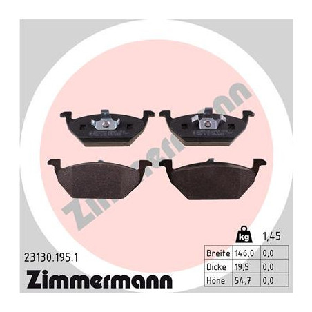 ZIMMERMANN 23130.195.1 Brake Pads Set Front for