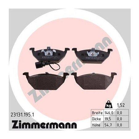 ZIMMERMANN 23131.195.1 Plaquettes de frein Avant pour