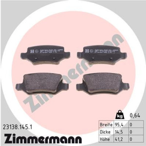 ZIMMERMANN 23138.145.1 Brzdové platničky Zadné pre
