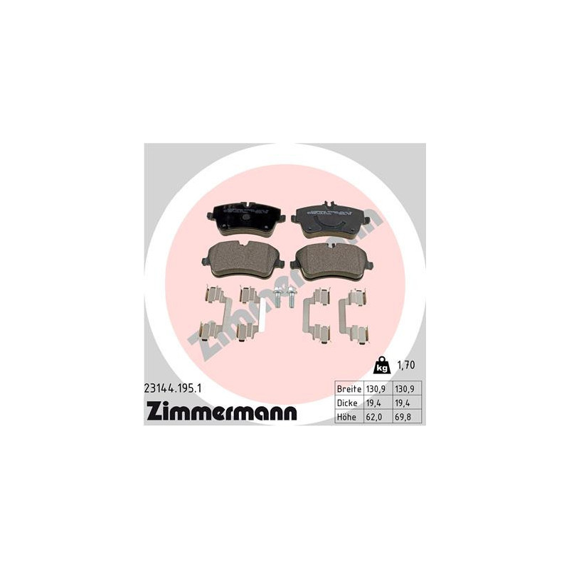 ZIMMERMANN 23144.195.1 Pastiglie freno Anteriore per