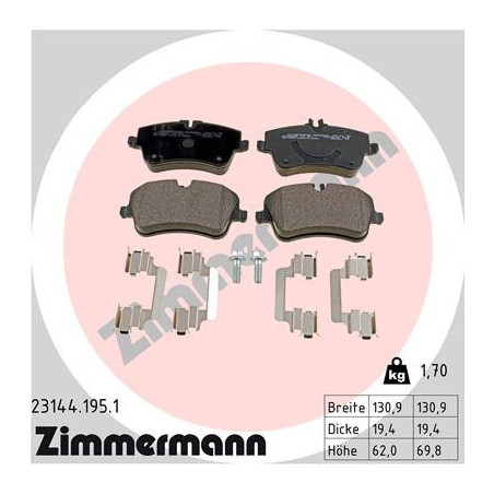 ZIMMERMANN 23144.195.1 Klocki hamulcowe Przód dla
