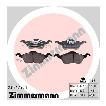 ZIMMERMANN 23154.190.1 Brake Pads Set Front for