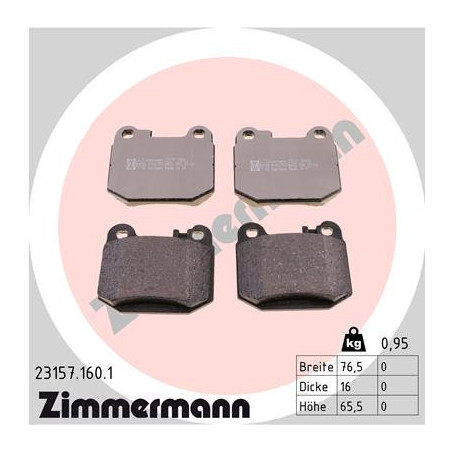 ZIMMERMANN 23157.160.1 Bremsbeläge Hinten für